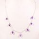 Handmade Pure 925 Sterling Silver Necklace with Amethyst Drop Pendant for Women